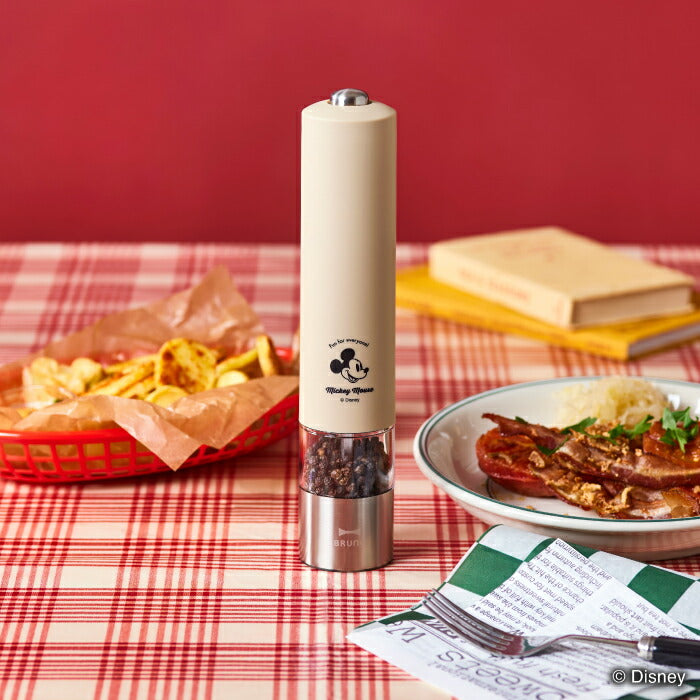 ディズニー ミッキー 電動ソルト＆ペッパーミル BRUNO LED付 粗さ調整