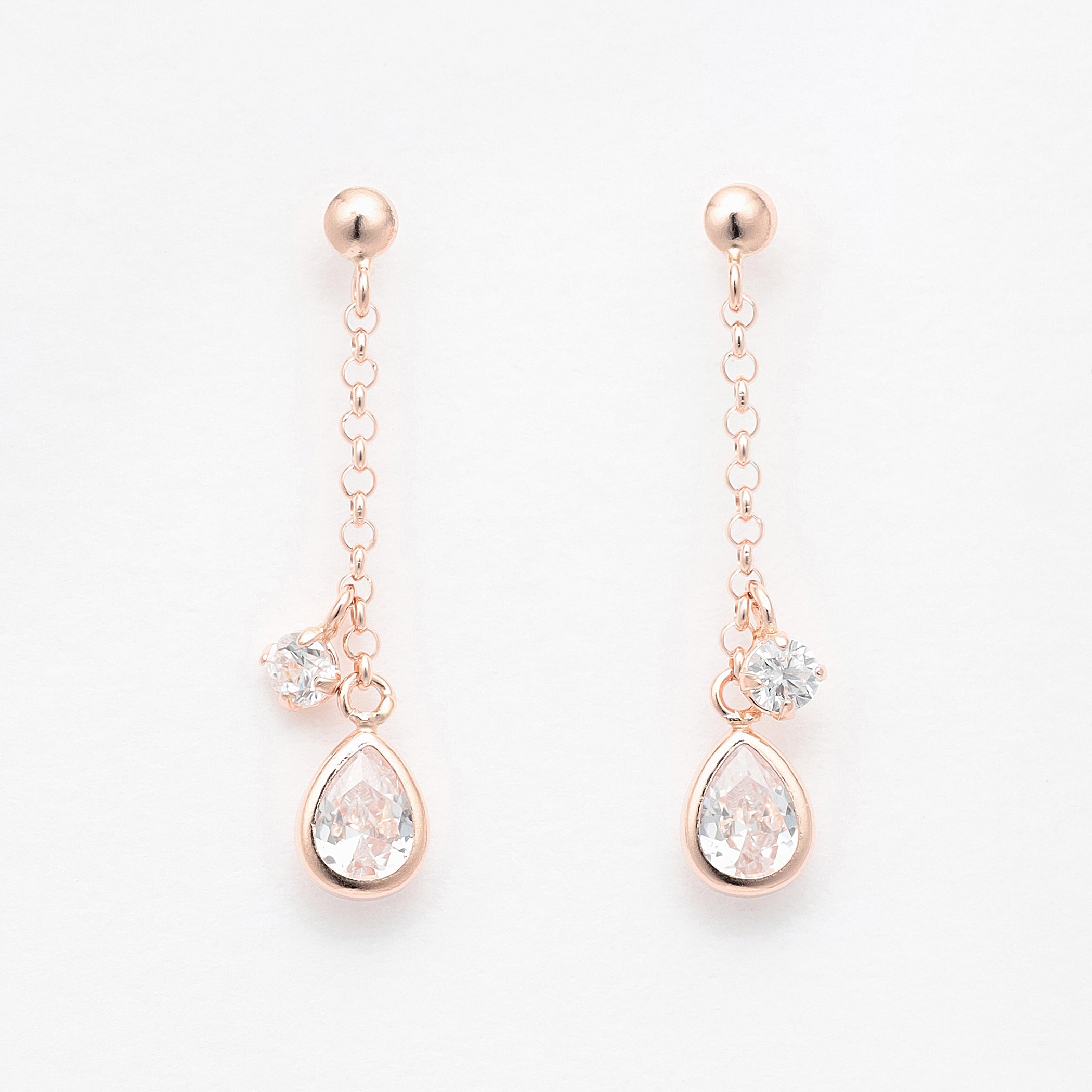 WEB限定】K10 ピンクゴールド キュービックジルコニア しずく ピアス