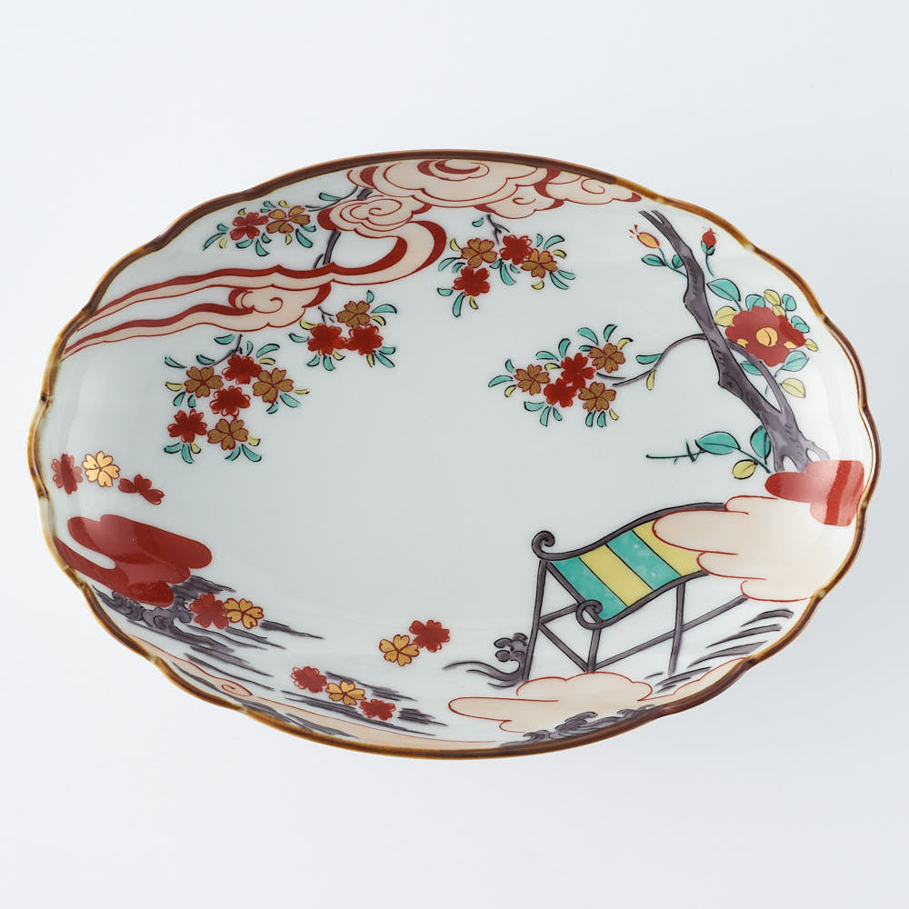 波佐見焼 林九郎窯 雲絵桜花紋 楕円皿 ¥5,720 大人の焼き物