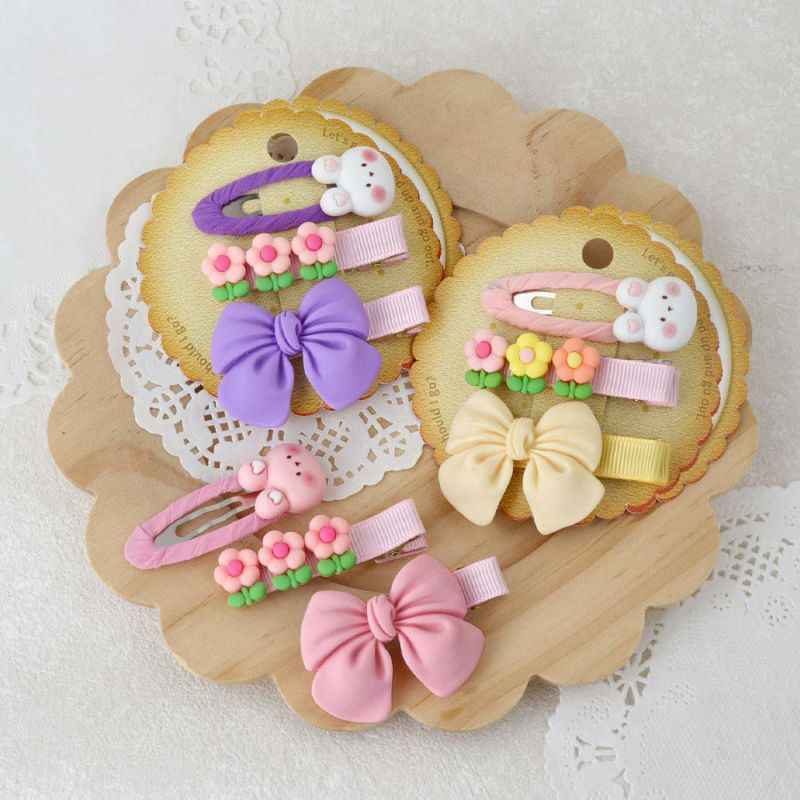 キッズアクセサリー うさぎ フラワー リボン 3個セット ヘアクリップ