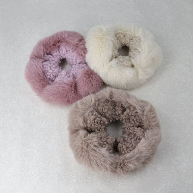 シュシュ ビッグ フェイクファー ボア ふわもこ カラー ボリューム