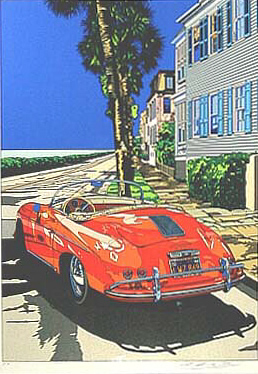 鈴木英人「コートダジュールの小高い丘 レッドポルシェ」 -探している