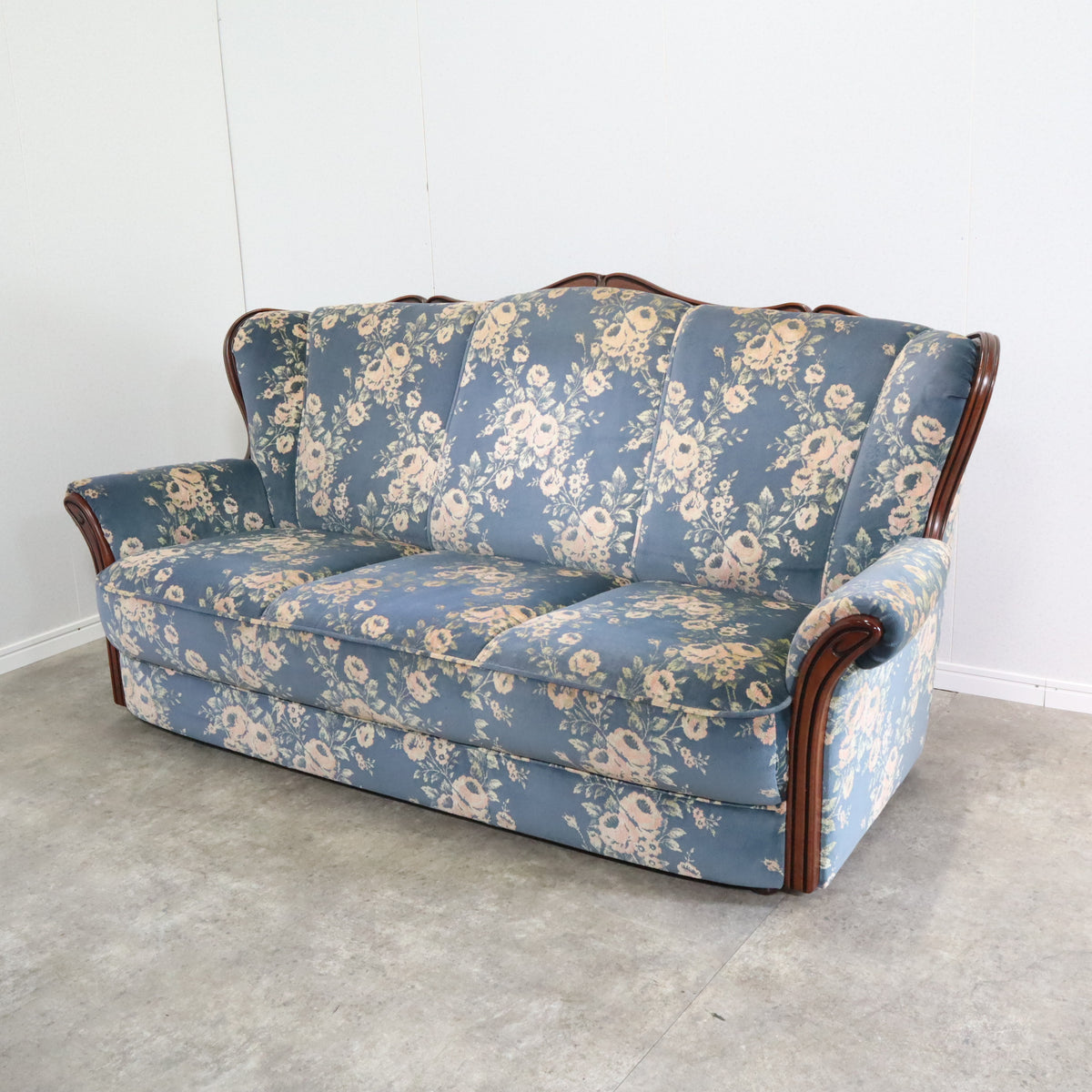 カリモク/karimoku コロニアル 花柄ソファ 3P 肘掛けソファ 応接