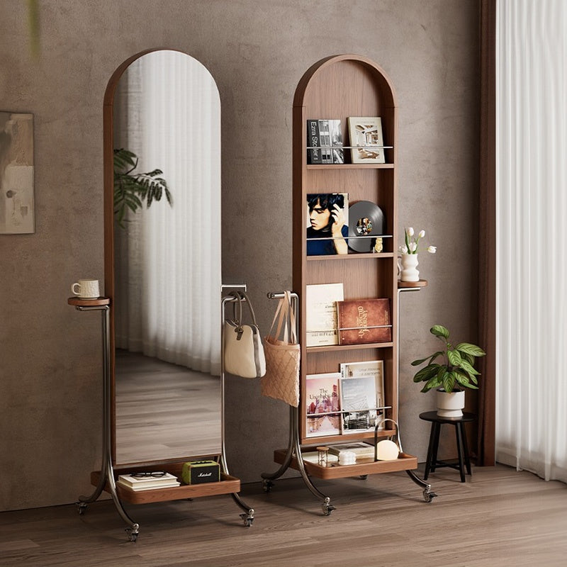 スタンドミラー・全身・ラック・アンティーク・木製・鏡付き・アーチ