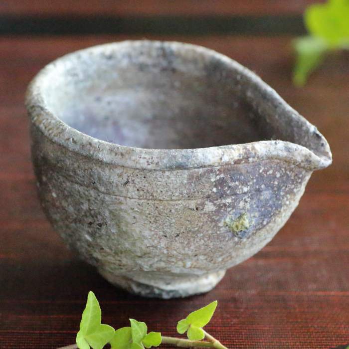 谷本貴 焼締め片口 伊賀焼酒器 酒注ぎ 満280ml 小鉢 共箱