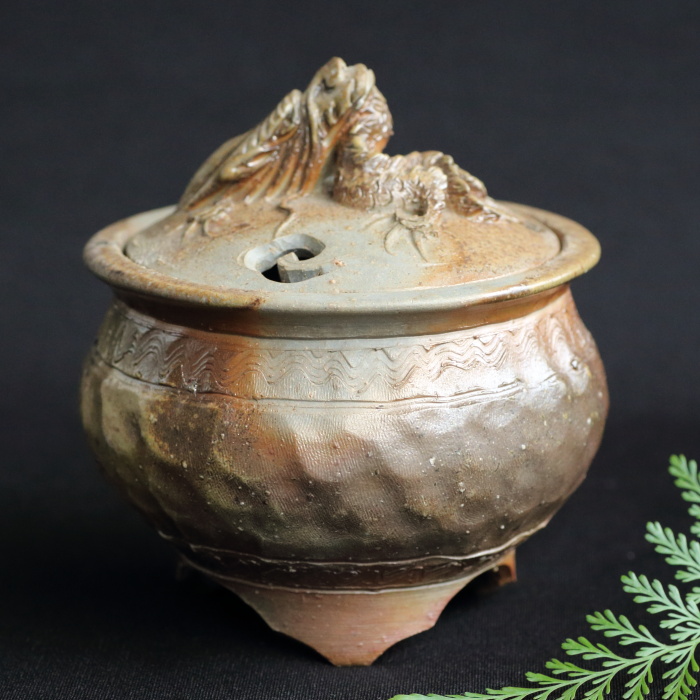 大森輝彦 備前龍香炉 登窯焼成 無釉焼〆 作家もの備前焼