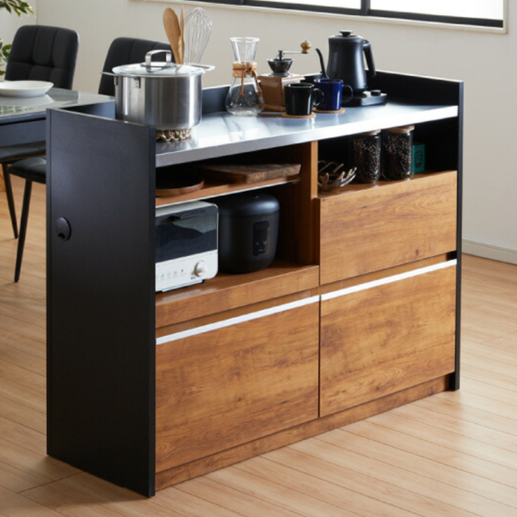 手元を隠す キッチンカウンター 間仕切り 完成品 幅120 ステンレス天板