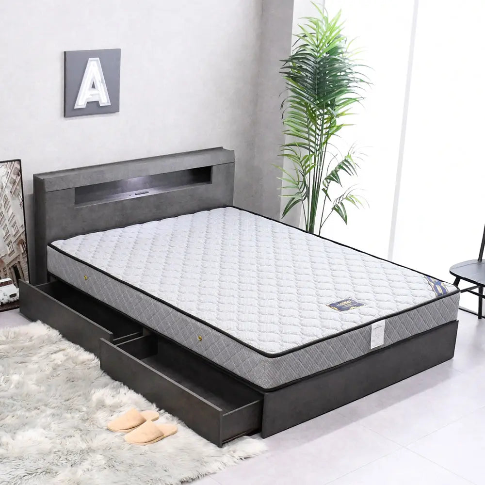 LED照明収納付きベッド ダブル ワイドダブル クイーン 3サイズ