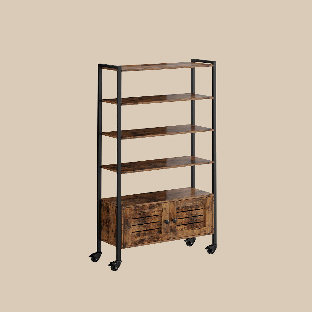 4 Tier Industrial Bookcase with Doors | IRONCK