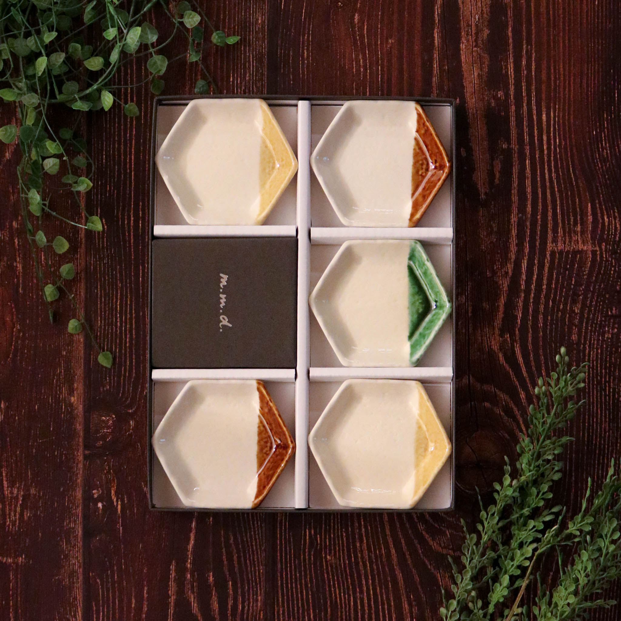 瀬戸焼 豆皿 | 六角豆皿5枚セット | なごやか | m.m.d.