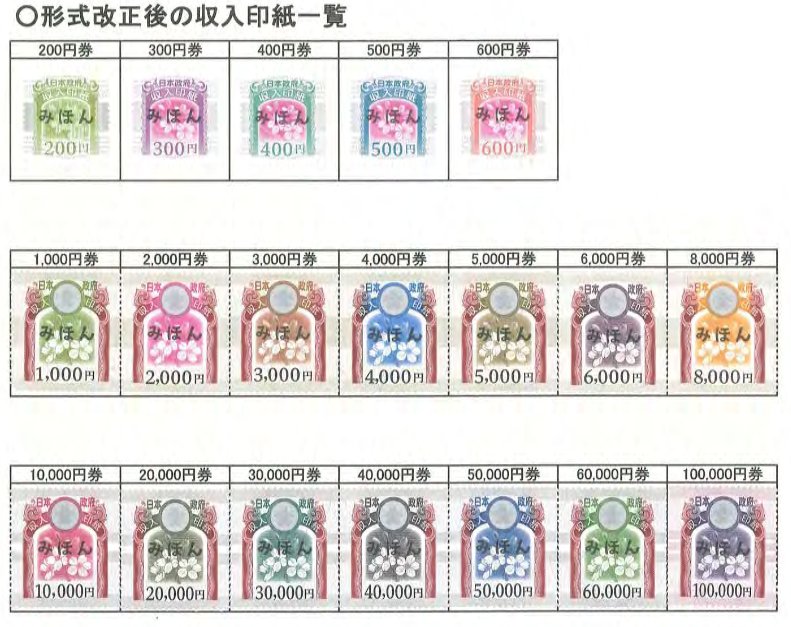 一部の収入印紙のデザインが変更されます - 契約書・利用規約作成