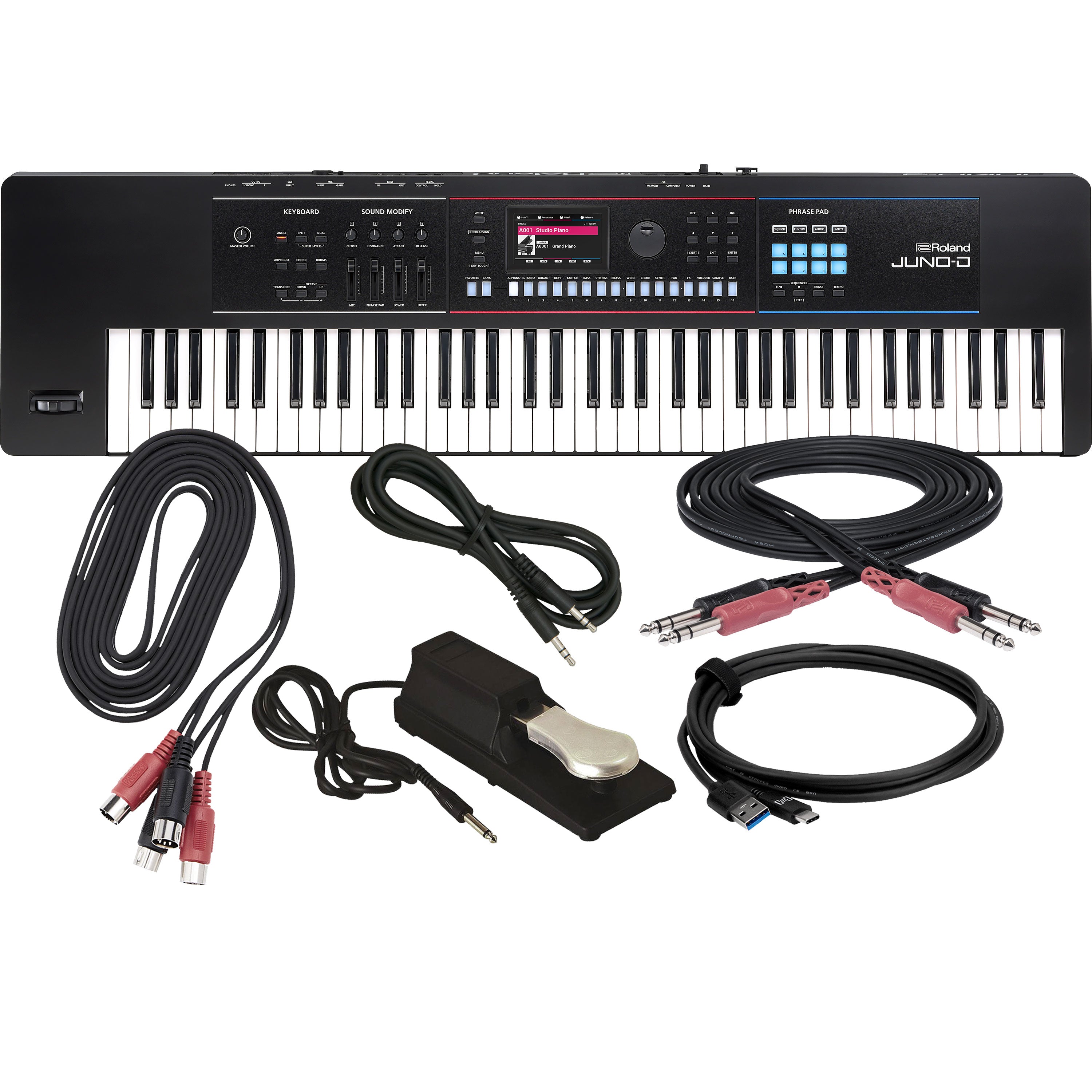 Roland Juno-D7 76-Key Synthesizer CABLE KIT – Kraft Music