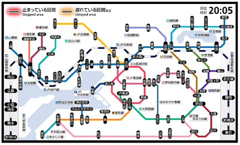 JR西日本】 近畿エリア 路線図式の運行情報に表示する路線を拡大！新た