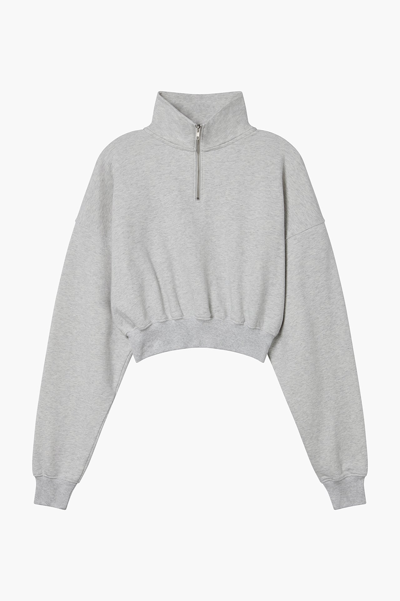 Cropped Half Zip Sweat in Gray