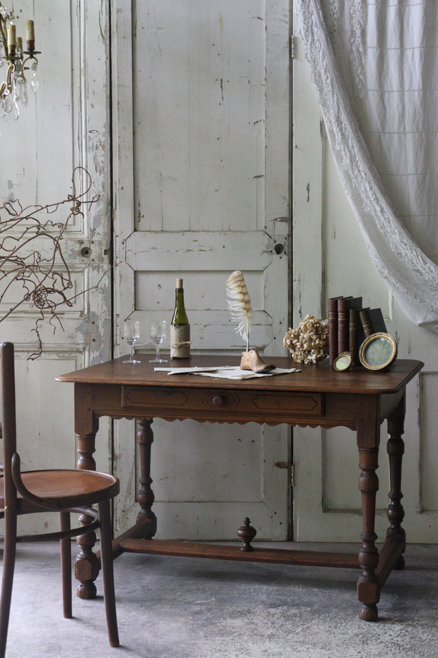 E76 フランスアンティーク ドロワー付きデスク 机