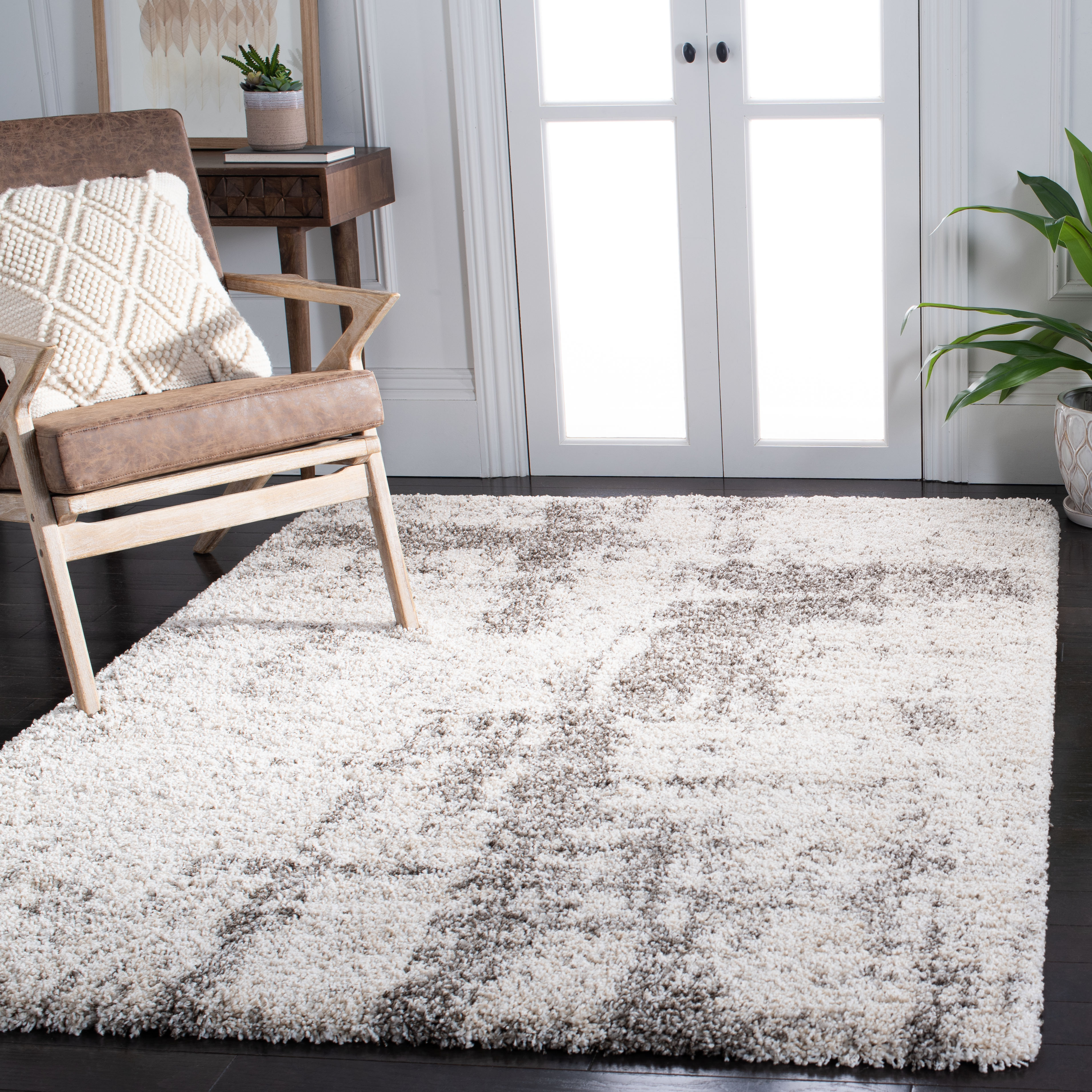Safavieh Power Loomed Hudson Shag Ivory / Grey Area Rugs - SGH205A