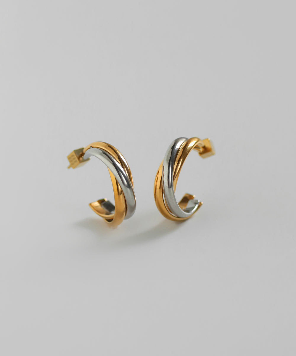 mimi33】【ステンレスIP】コンビカラーフープピアス[Ownideal