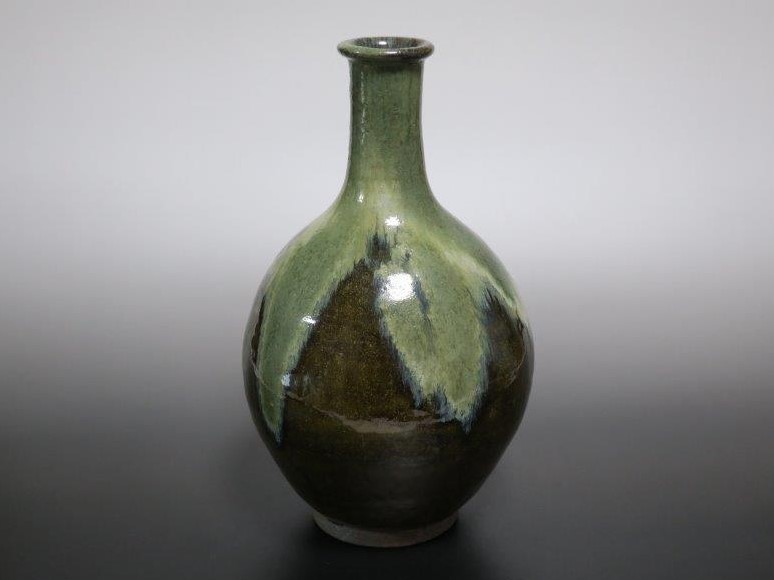 仙遊洞 高遠焼 緑釉首流し 徳利