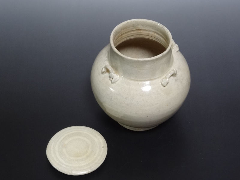宋 白磁 蓋付壺四耳壺 仙遊洞