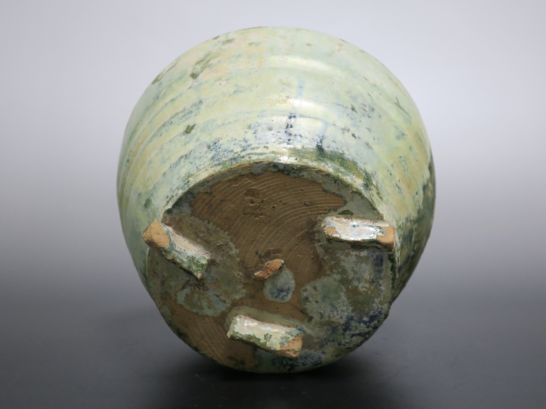 お値下げ中 発掘品 中国古玩 後漢 一世紀頃 銀化小壺 緑釉 お値下げ中