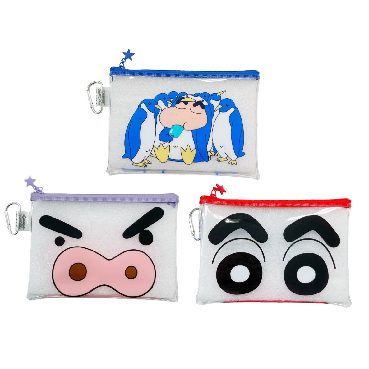 クリアポーチ ペンギン／ぶりぶりざえもんフェイス／しんちゃん