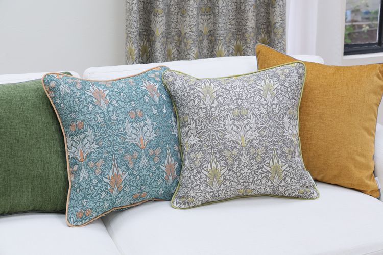 ☆［川島織物セルコン］スネークヘッド クッションカバー ブルー