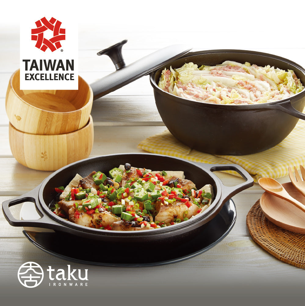 taku 両手火鍋 鉄鍋 セット 2.8L 22cm 鉄なべ 卓上鍋 ごはん鍋 IH対応