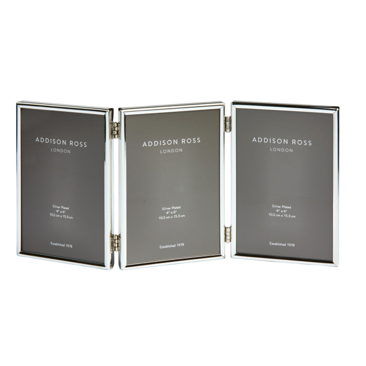 Triple Photo Frame - Fine Edged Silver Plated Frame - 4x6