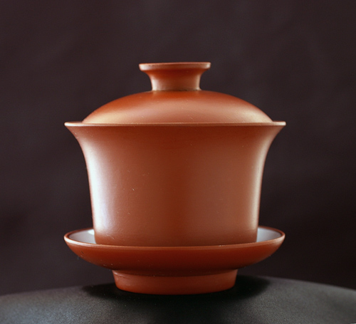 朱泥の蓋碗 内側白釉