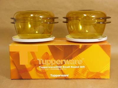 タッパーウェア タッパーウェーブ2000丸型(小)シール付x2 【器道楽】