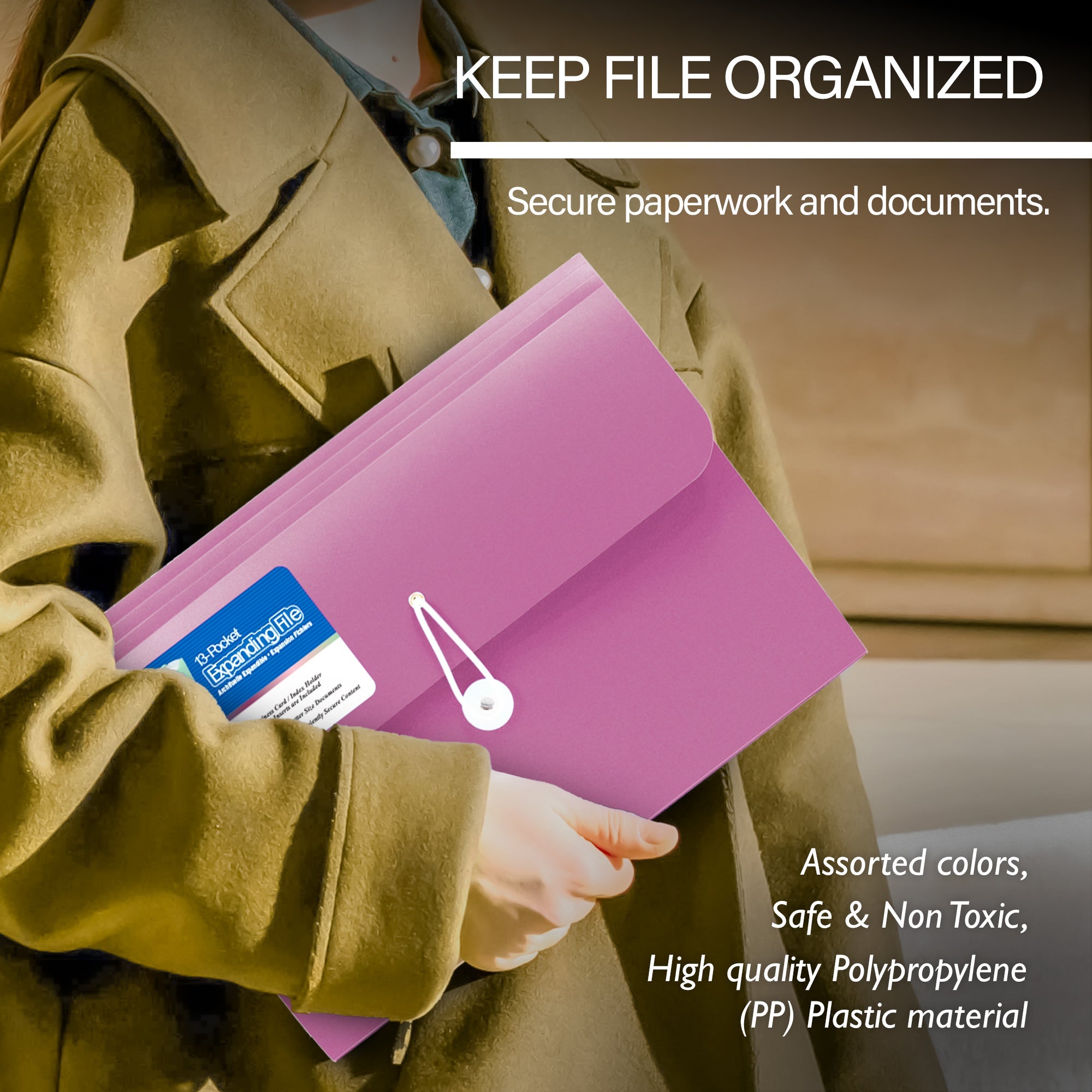 BAZIC Morandi Edition 13-Pocket A4/Letter Size Poly Expanding File