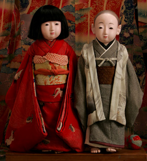 大正時代の市松人形／縮緬・古布の手作り人形