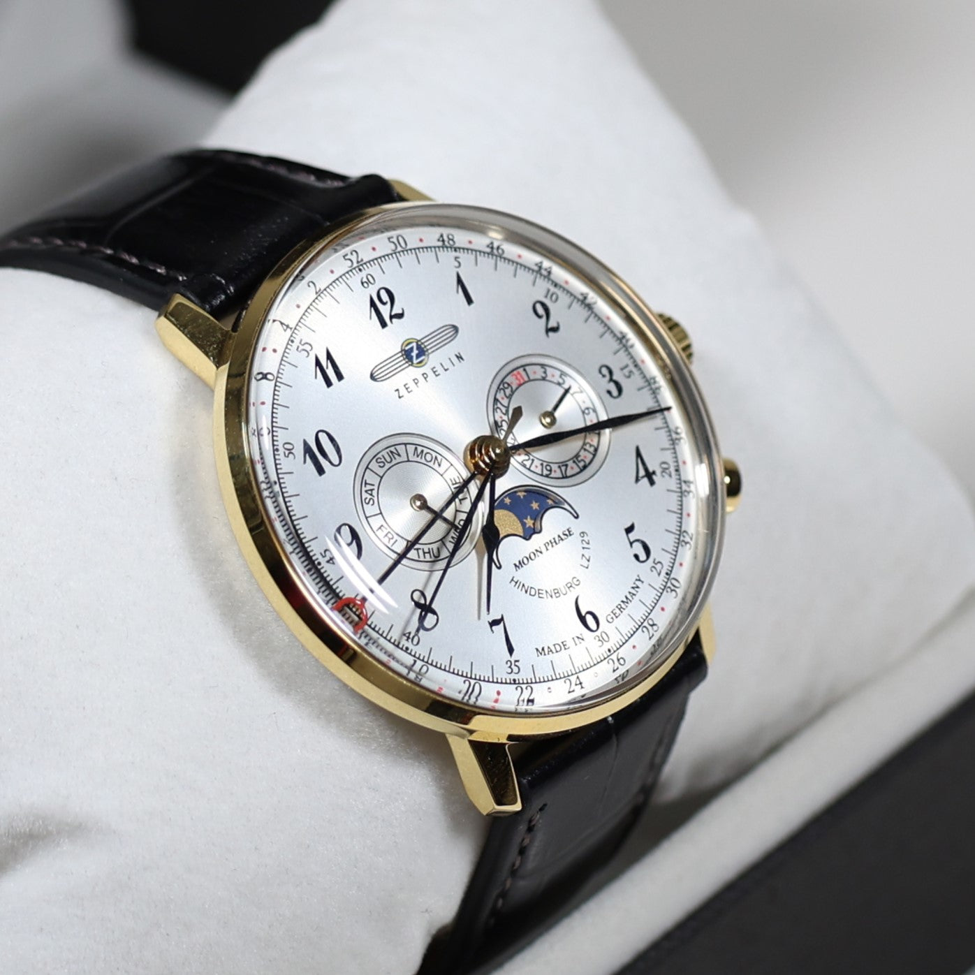 Zeppelin Hindenburg Gold Tone Silver Dial Men's Watch 7038-1 LZ129