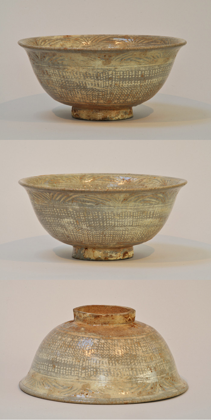 358『麦わら 織部 菓子鉢』　/骨董品 古美術 アンティーク 古玩 アンティーク手描き大鉢 明治大正時代の日本美