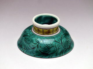 河島洋 色絵吉田屋意吉祥飛鶴文 ぐい呑