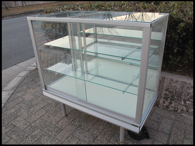 日本アルミ製ガラスショーケース H900mm/照明付 | 中古品・不用品の