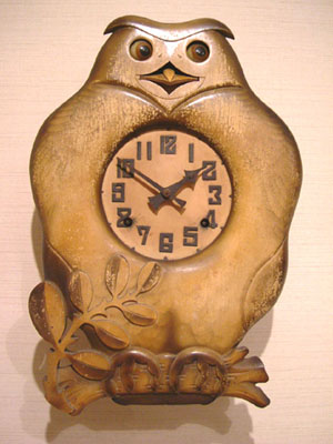 ふくろう時計.要修理品.トキワ時計ユンハンス精工舎。フクロウ