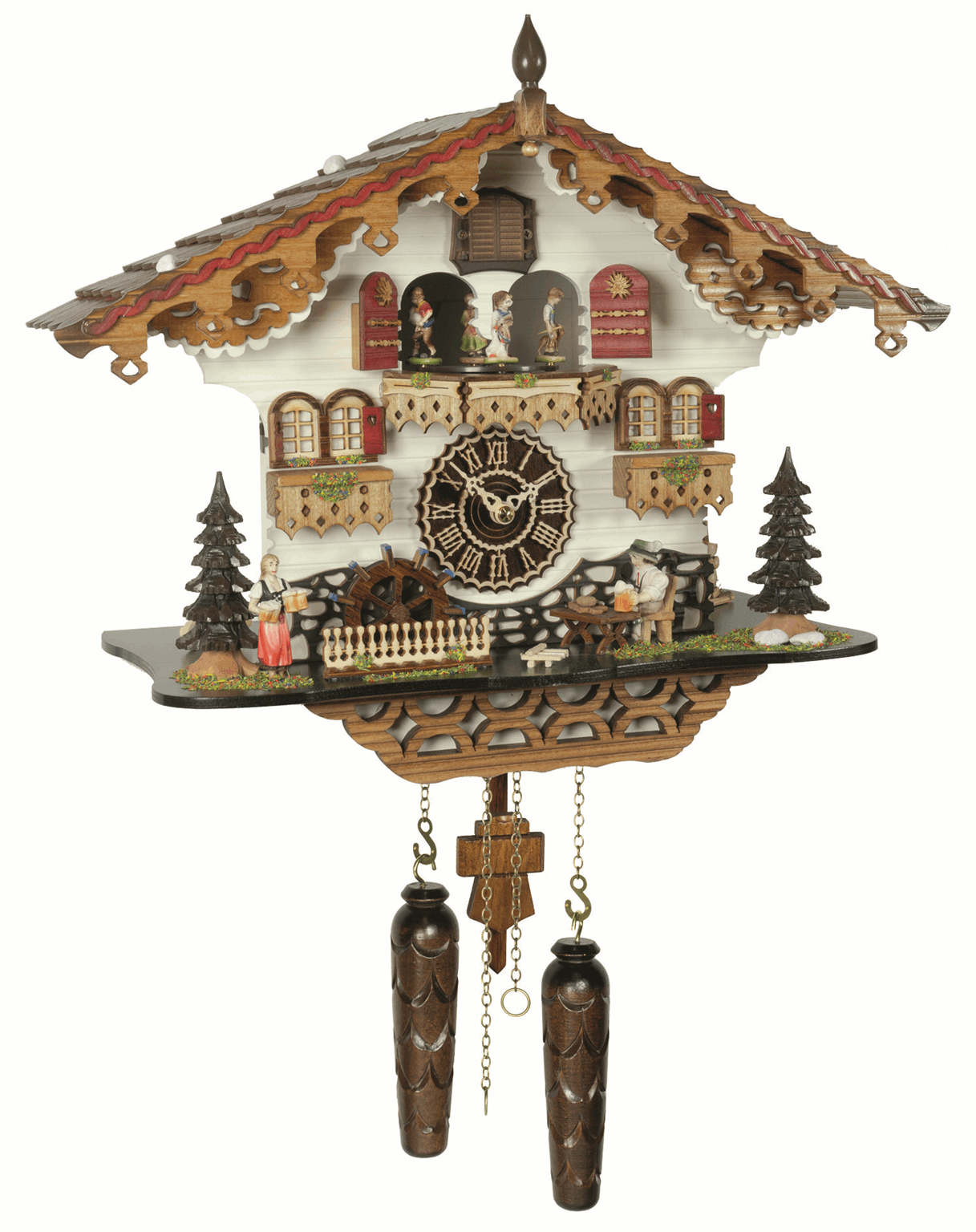 クォーツ式鳩時計】 :: クォーツ式鳩時計 ビール乾杯 山小屋 H497-Q