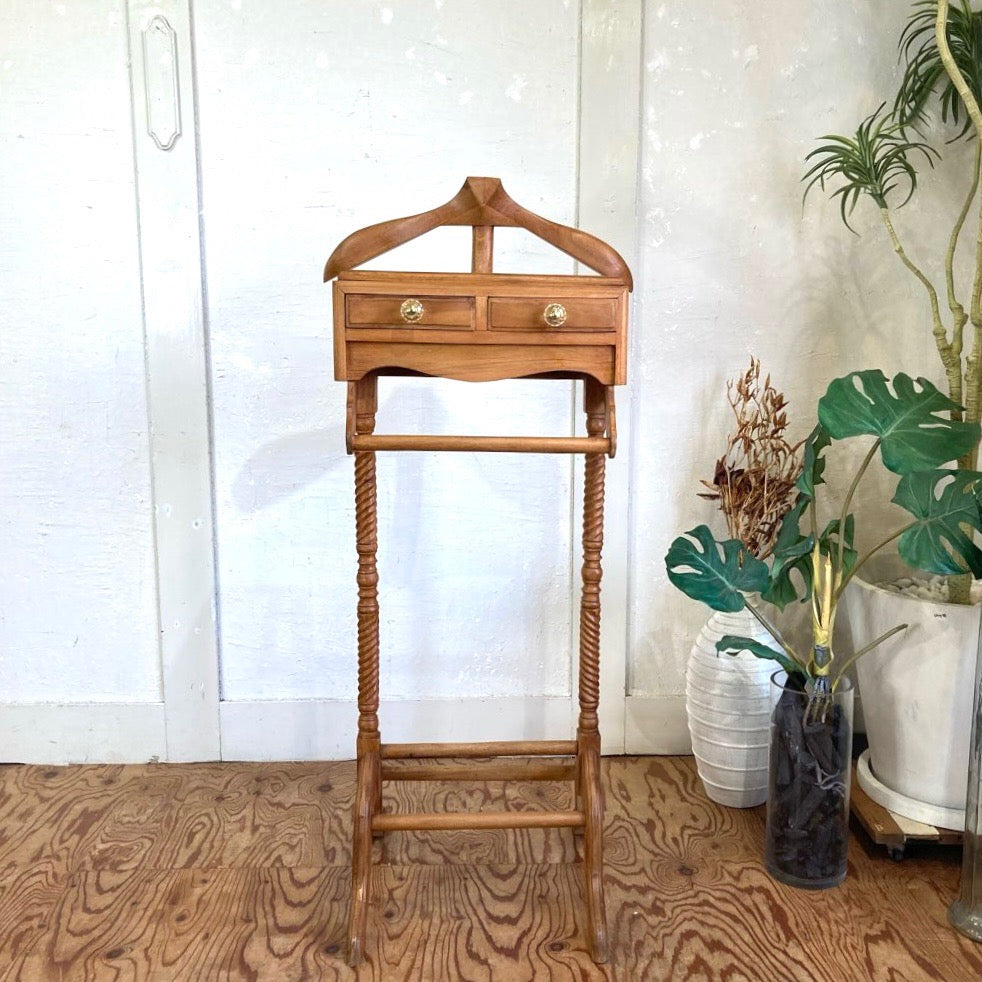 引出し付き スーツハンガーラック 古家具 アンティーク コート掛け