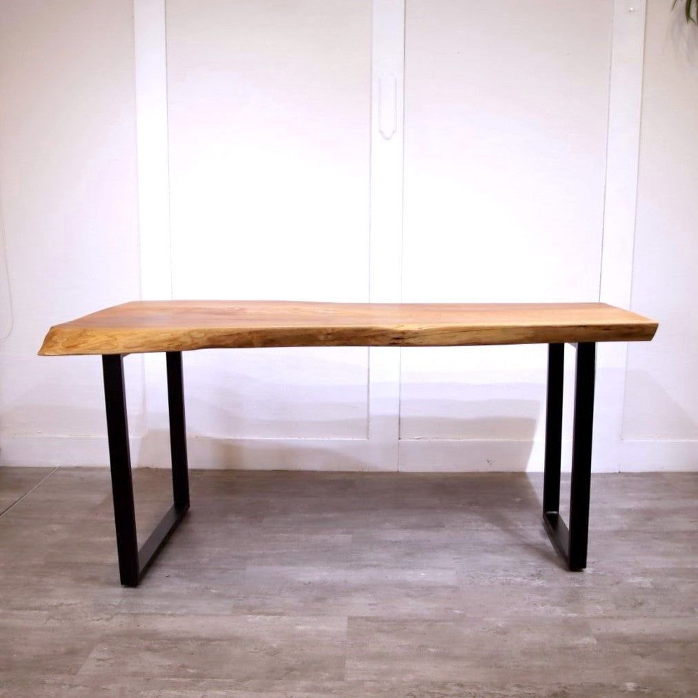 ケヤキ一枚板のダイニングテーブル 無垢材 リメイク家具 再生家具