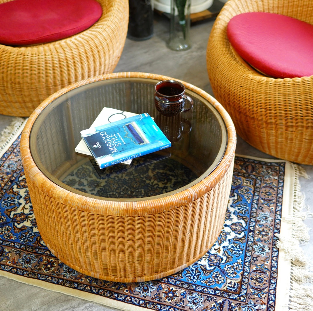 山川ラタン 剣持勇 アームレスチェア ヴィンテージ 中古 籐 名作