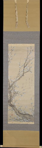 葛飾北斎:原作「白梅図」：E-093j[工芸掛け軸]古美術谷口