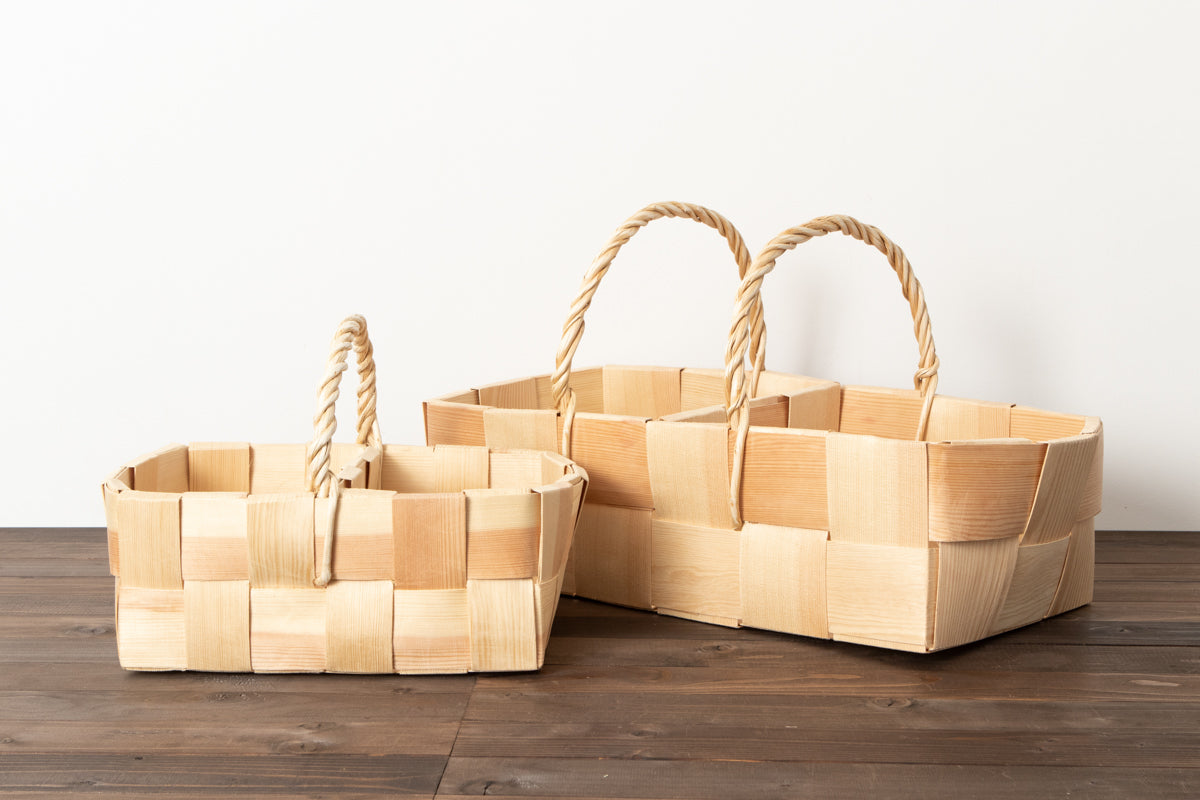エストニア/パイン マッシュルームバスケット 仕切り付き M・L 2