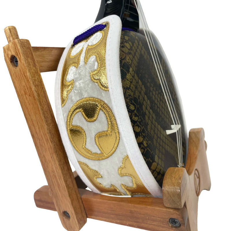 沖縄三線ティーガー（胴巻）左御紋刺繍入・紅型・龍刺繍・ミンサーの