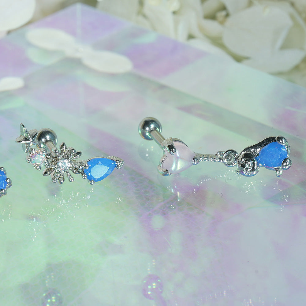 サージカル]アクアターコイズブルー ピアス (10Type) 16G/14G