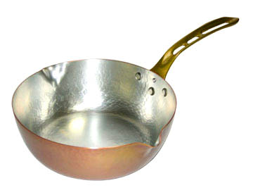 鎚起 (打物) 銅器 銅片手鍋 19cm 生地色 （両口）