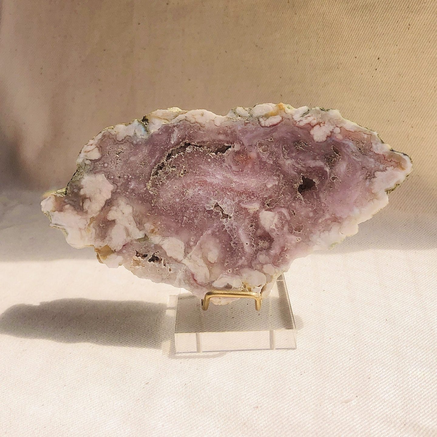 ピンクアメジストxフラワーアゲートの断面プレート Look inside