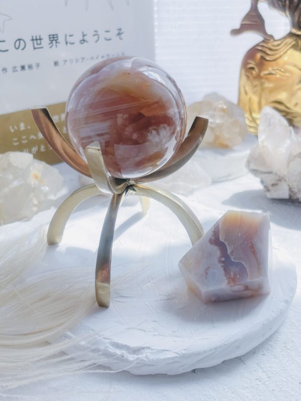 Asian beauty フラワーアゲート 桜メノウのスフィア＆変形フォームの