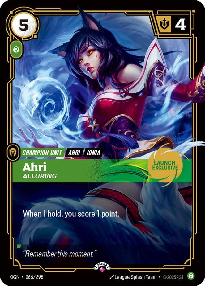 Ahri - Alluring (Launch Exclusive) - Riftbound Promotional Cards