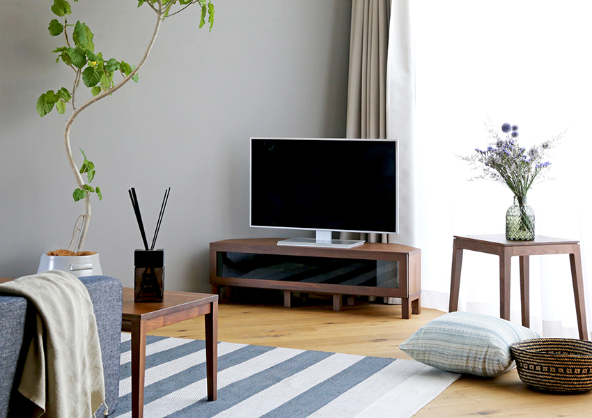 レッチェ 120コーナーTVボード WALNUT (W120×D44×H34.8cm)税込￥93,000